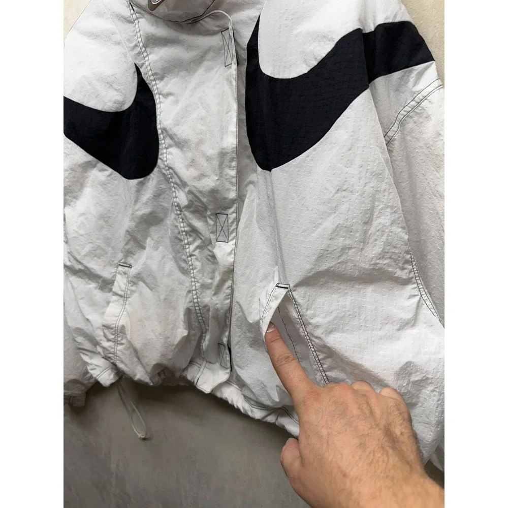 Nike Jacket Women's Medium Track Windbreaker Big Swoosh Oversized Full Zip Retro